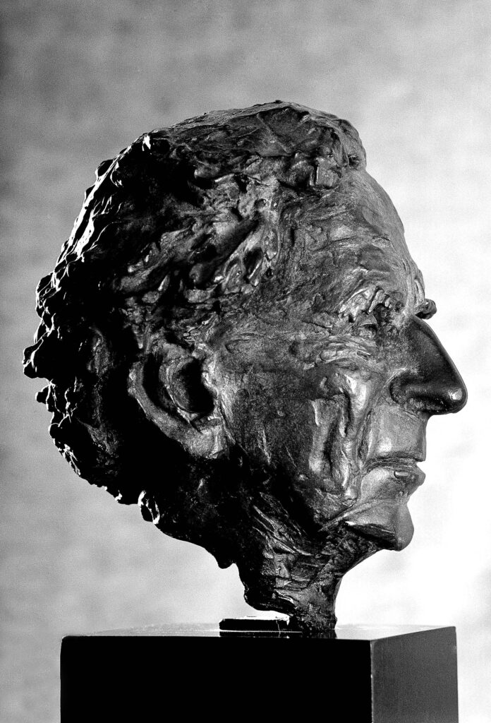 Bronze cast bust of Bertrand Russell