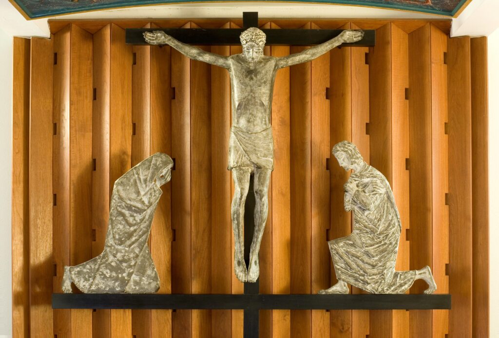 Jonah Jones: crucifix in Ratcliffe College Emery Chapel