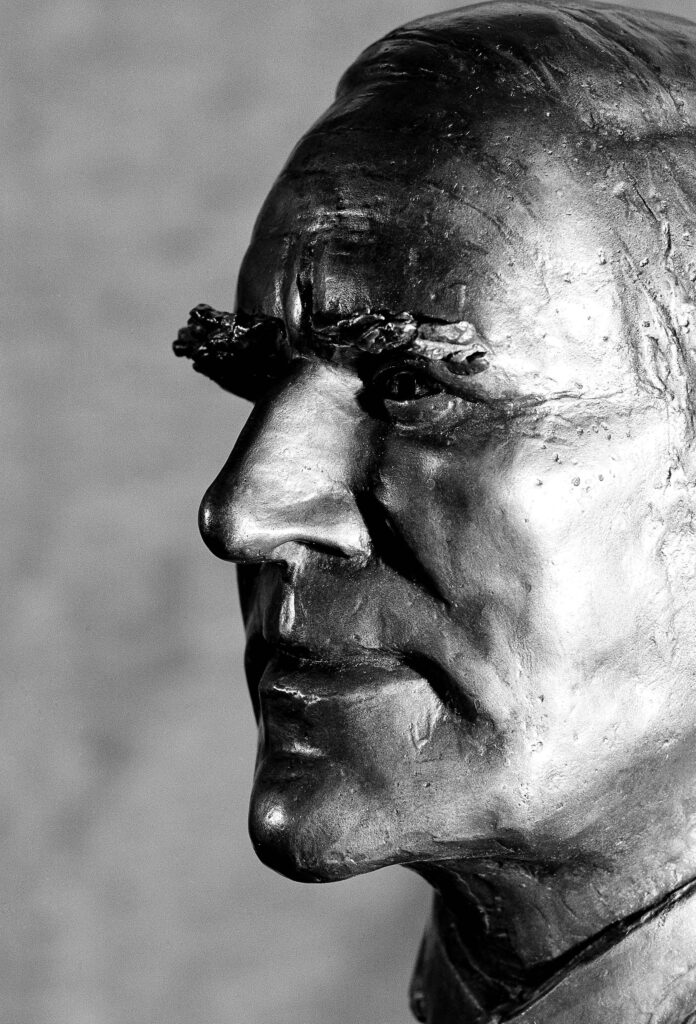 Bronze cast bust of Lord Morris of Borth-y-Gest