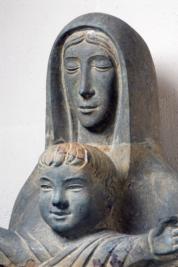 Madonna and Child sculpture by Jonah Jones at Ampleforth College