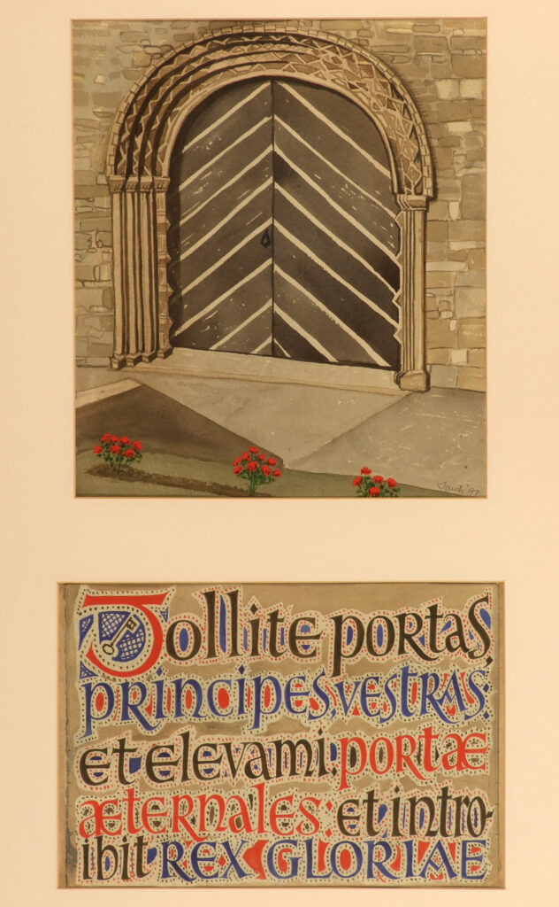 South Door, Llandaff Cathedral - Jonah Jones watercolour