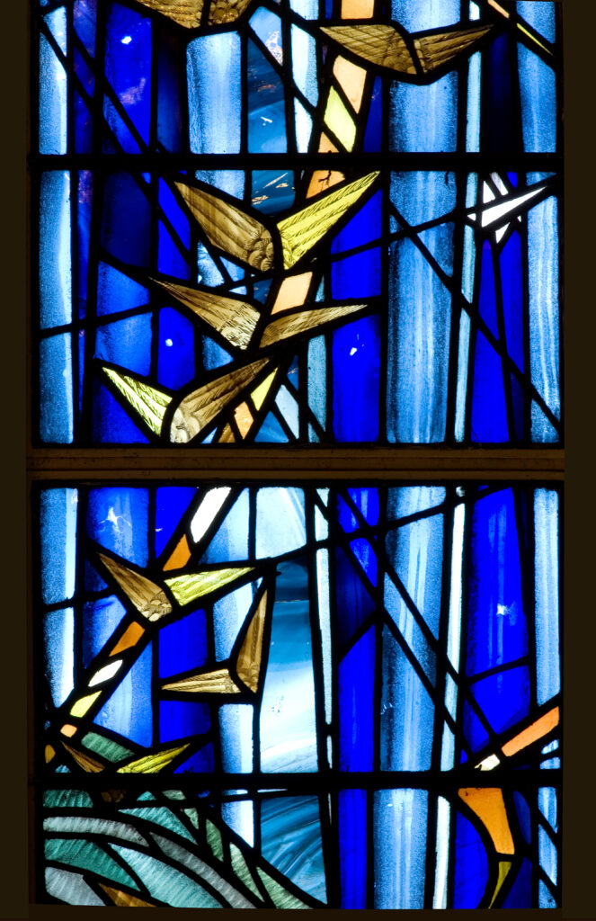 Stained-glass window detail (4) by Jonah Jones for Ratcliffe College chapel
