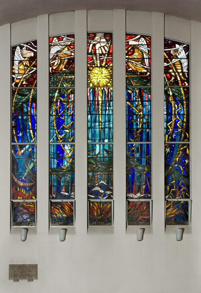 Stained-glass north-east window by Jonah Jones for Ratcliffe College chapel