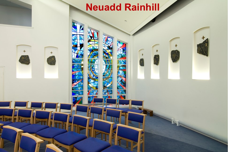 Gwydr Jonah Jones yn Neuadd Rainhill