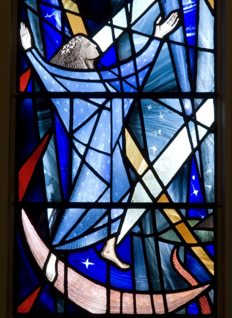 Stained-glass window detail (5) by Jonah Jones for Ratcliffe College chapel