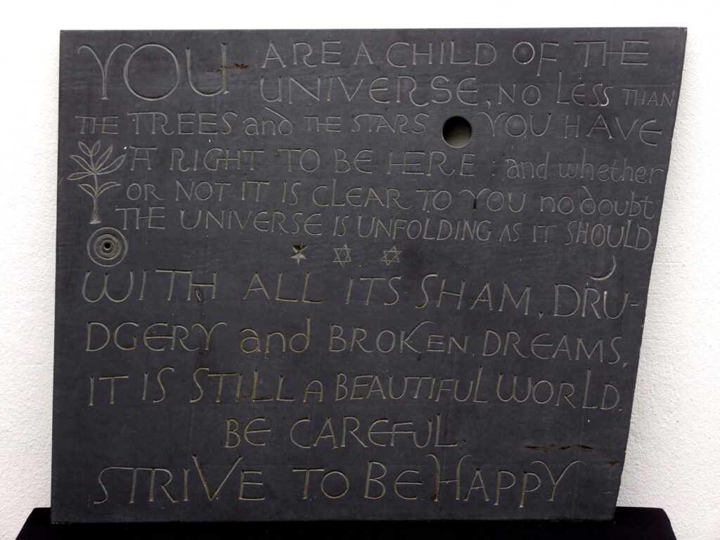 'Desiderata' plaque by Jonah Jones