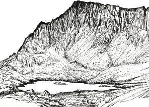 Jonah Jones drawing of Llyn y Foel, Moel Siabod