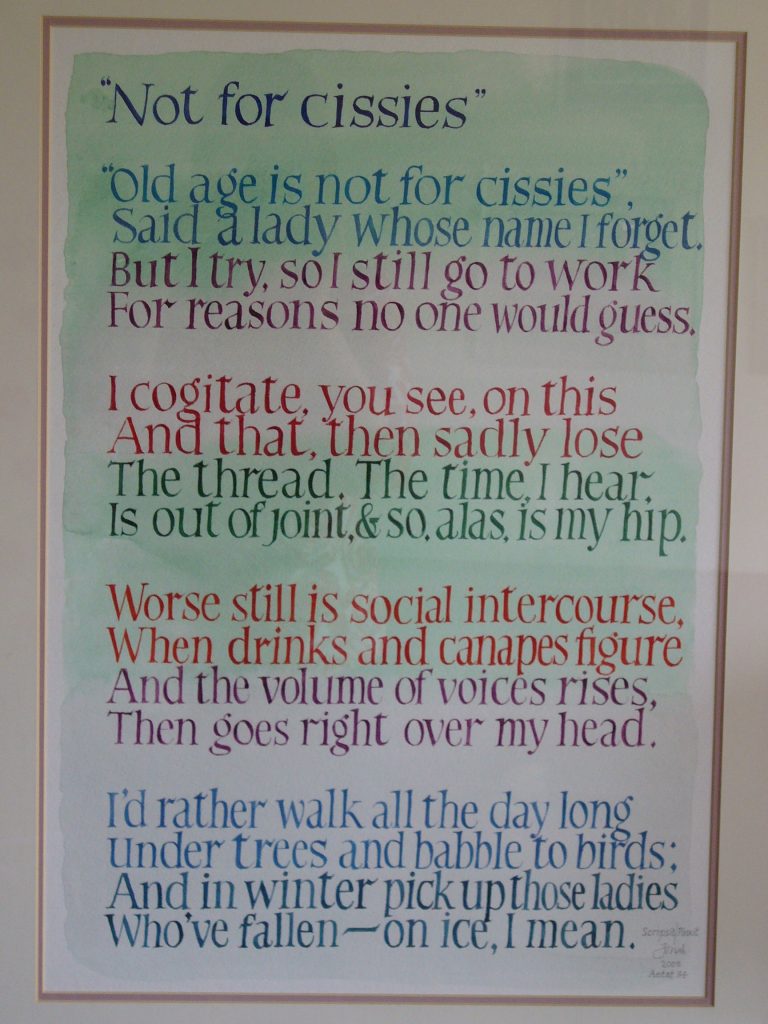 Jonah Jones poem & watercolour inscription 'Not for cissies'